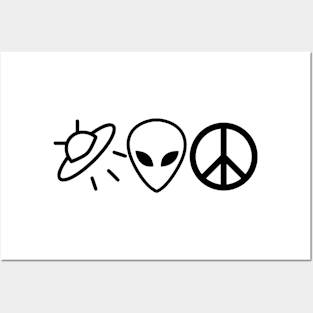 Alien Minimialism (Black) Posters and Art